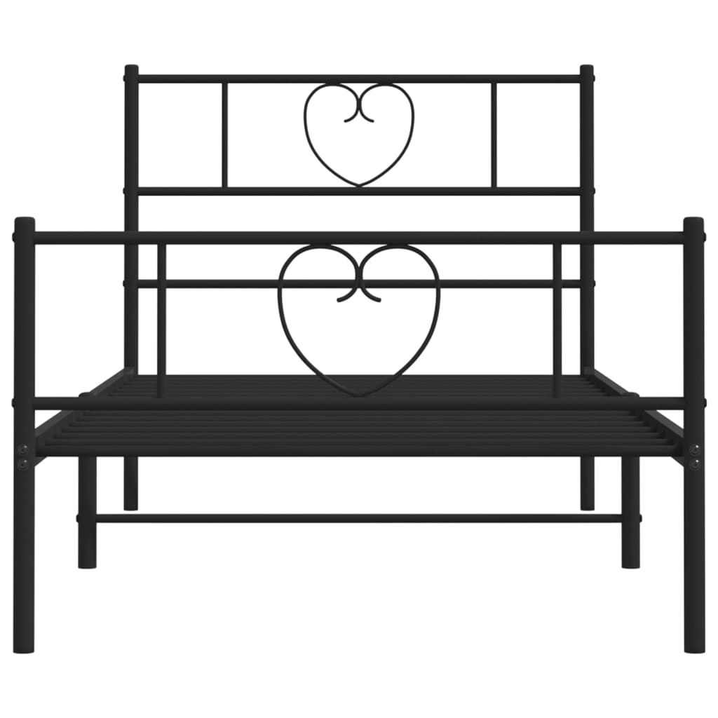 Metalni okvir kreveta uzglavlje i podnožje crni 80x200 cm