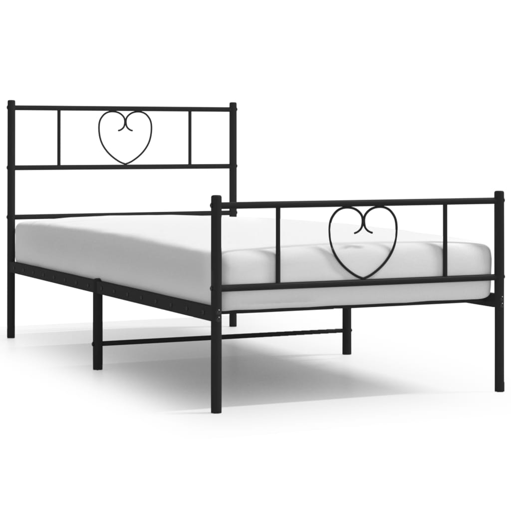Metalni okvir kreveta uzglavlje i podnožje crni 90x190 cm