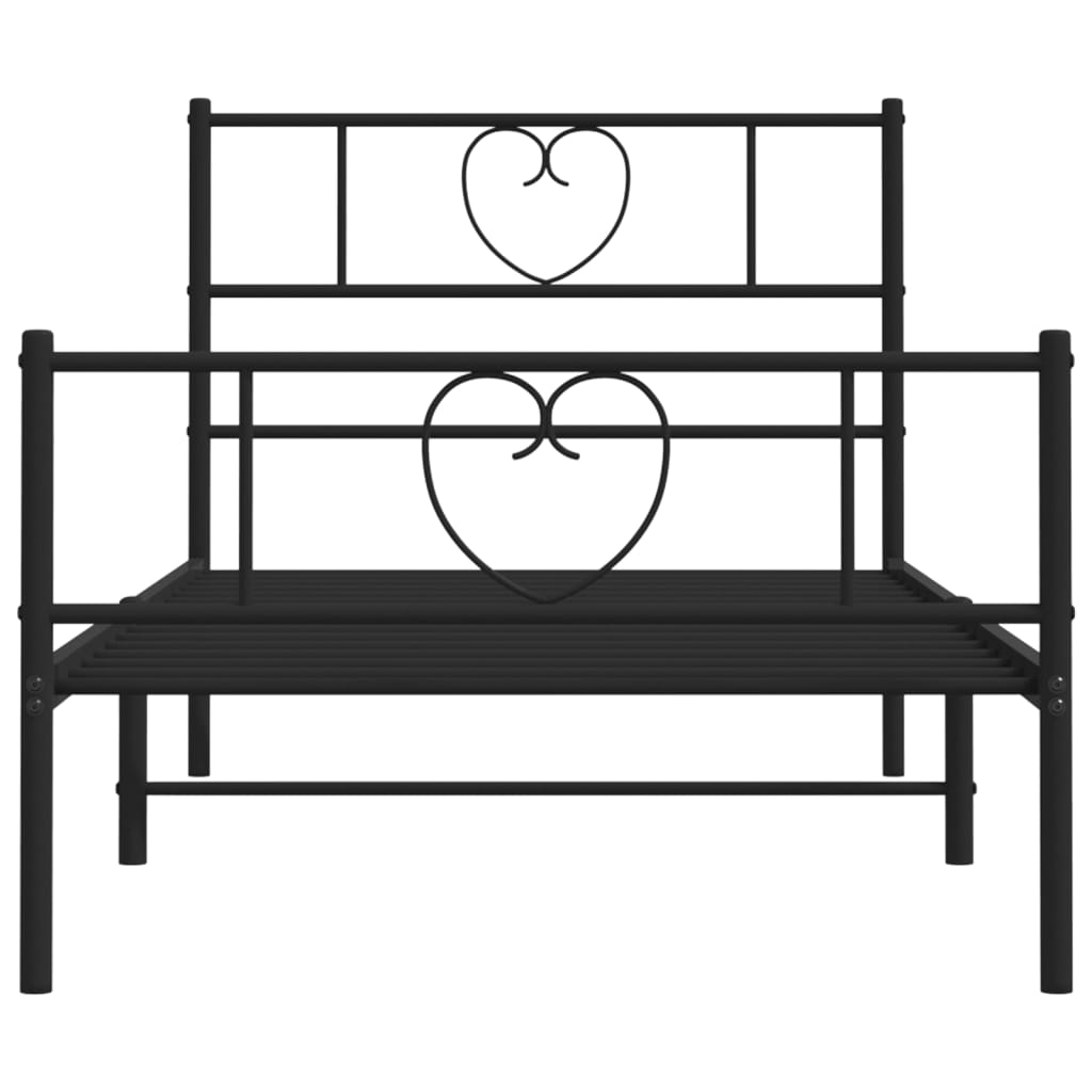 Metalni okvir kreveta uzglavlje i podnožje crni 90x190 cm