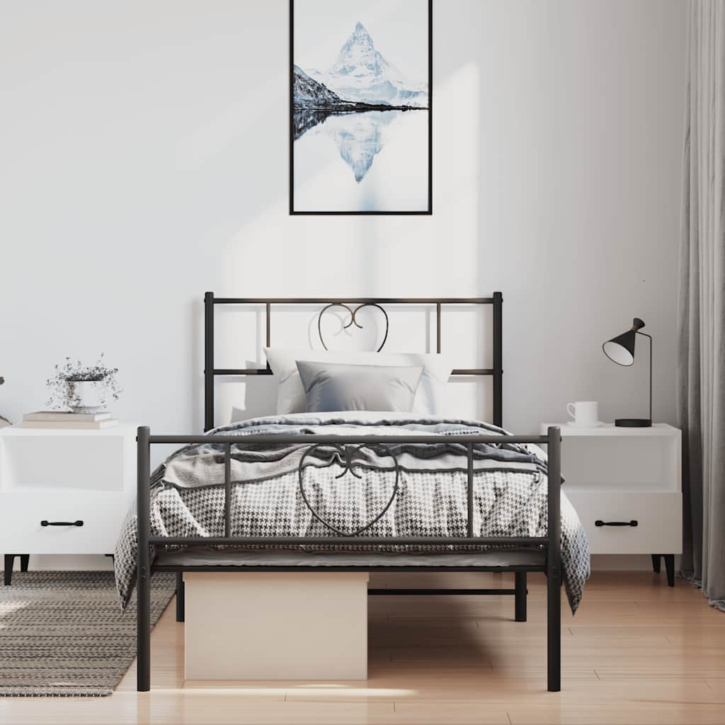 Metalni okvir kreveta uzglavlje i podnožje crni 100x190 cm