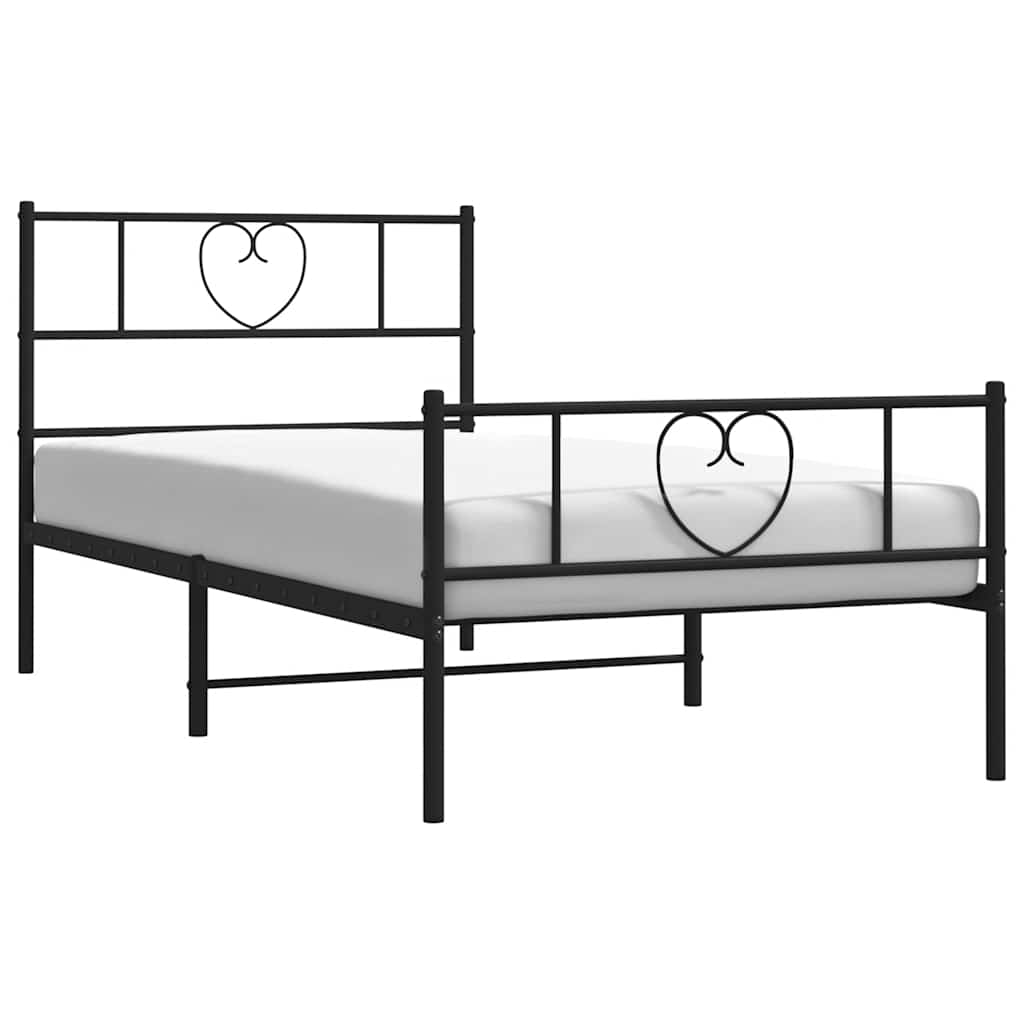 Metalni okvir kreveta uzglavlje i podnožje crni 100x200 cm
