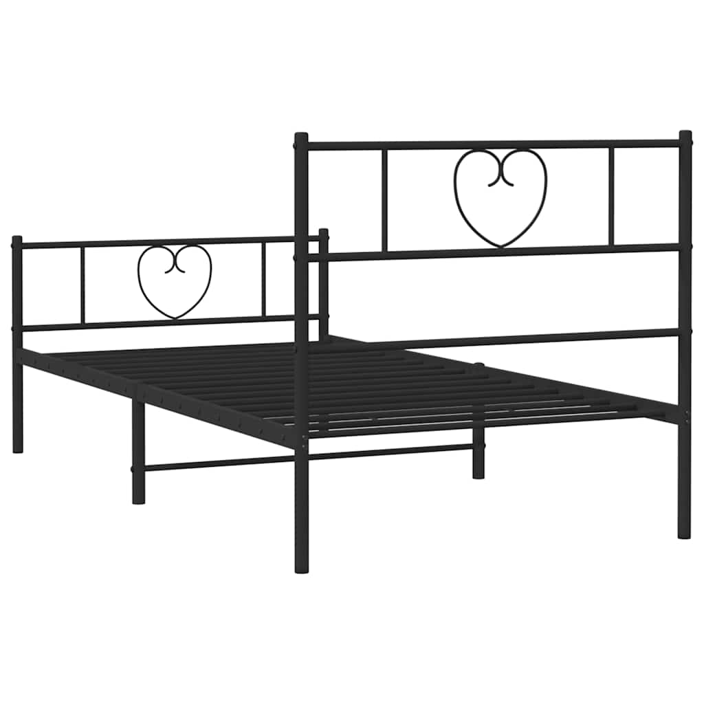 Metalni okvir kreveta uzglavlje i podnožje crni 100x200 cm
