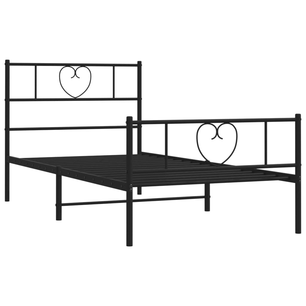 Metalni okvir kreveta uzglavlje i podnožje crni 107x203 cm