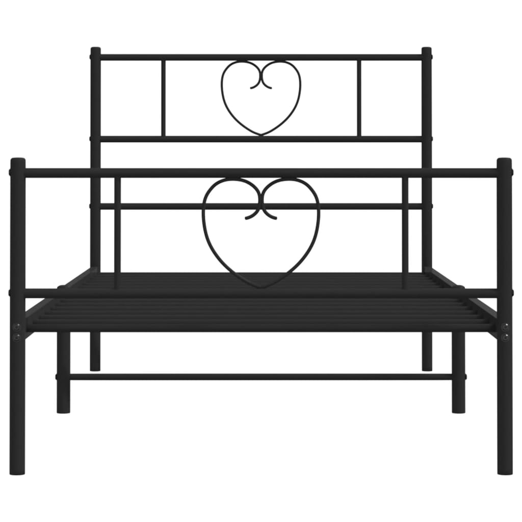 Metalni okvir kreveta uzglavlje i podnožje crni 107x203 cm