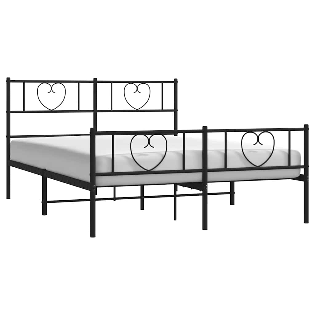 Metalni okvir kreveta uzglavlje i podnožje crni 135x190 cm