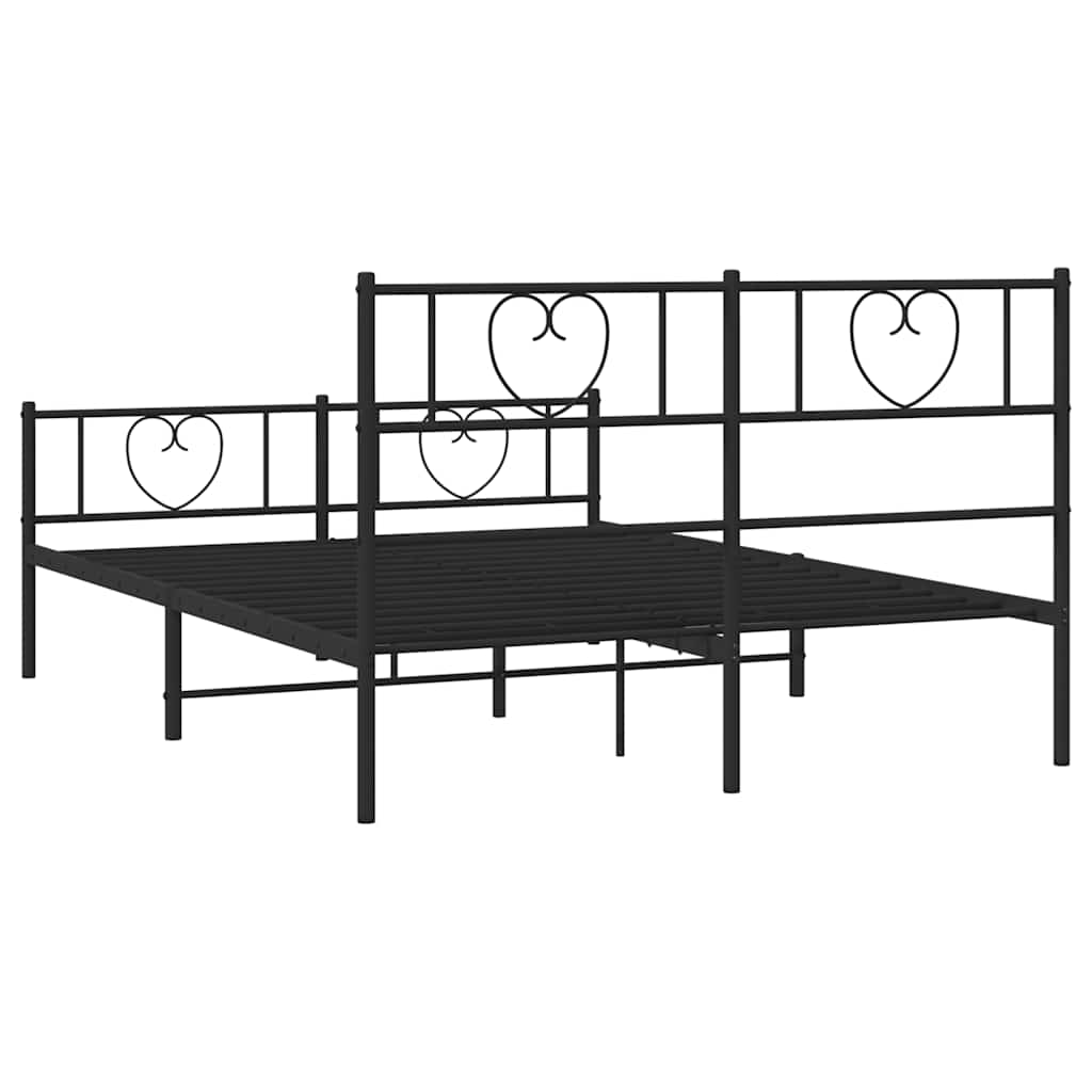 Metalni okvir kreveta uzglavlje i podnožje crni 135x190 cm
