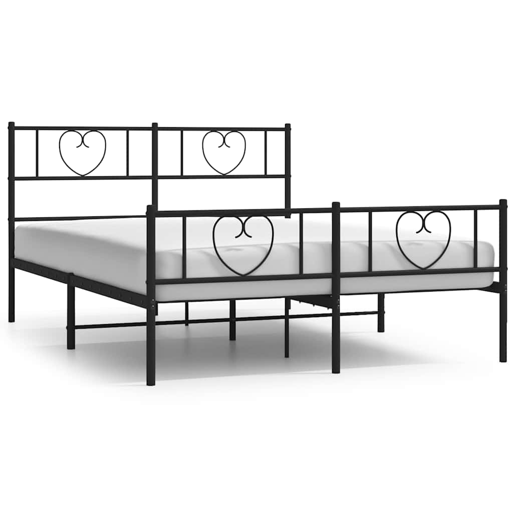 Metalni okvir kreveta uzglavlje i podnožje crni 150x200 cm