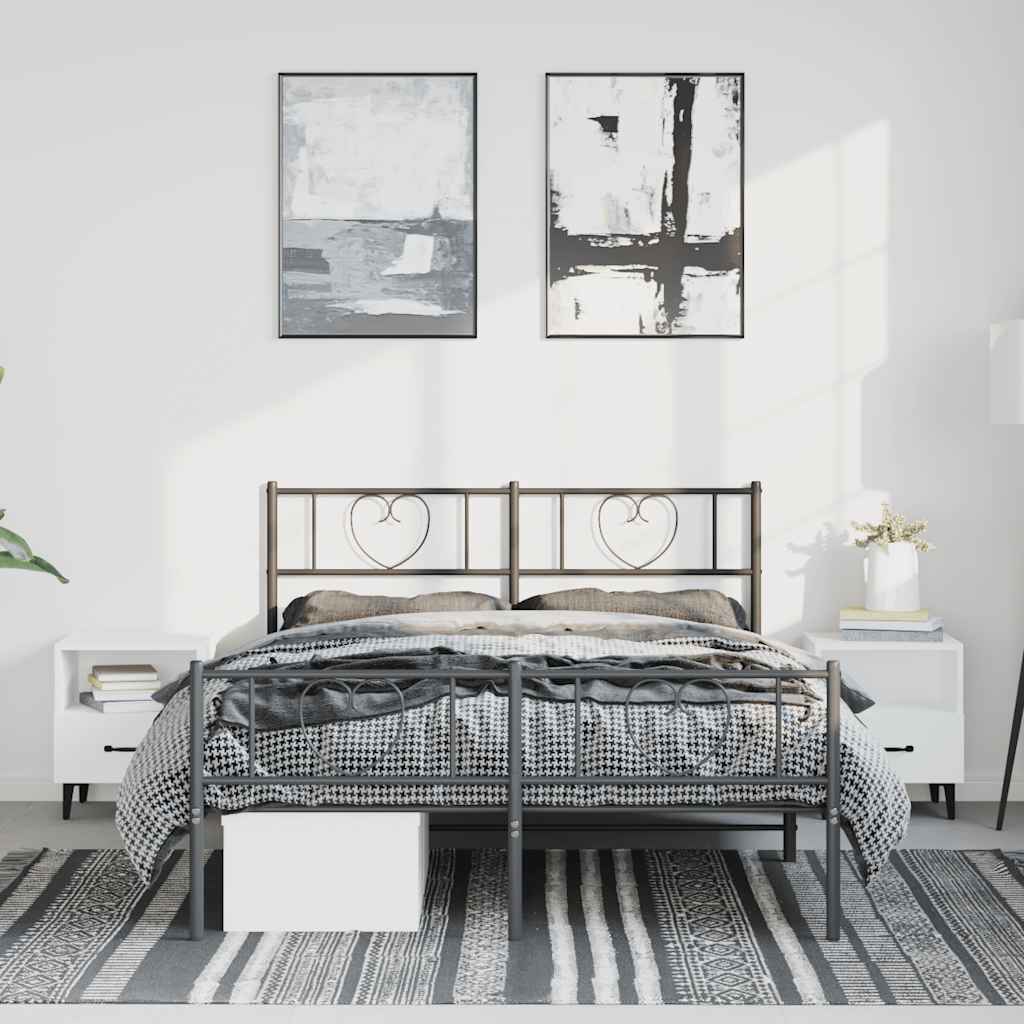 Metalni okvir kreveta uzglavlje i podnožje crni 150x200 cm