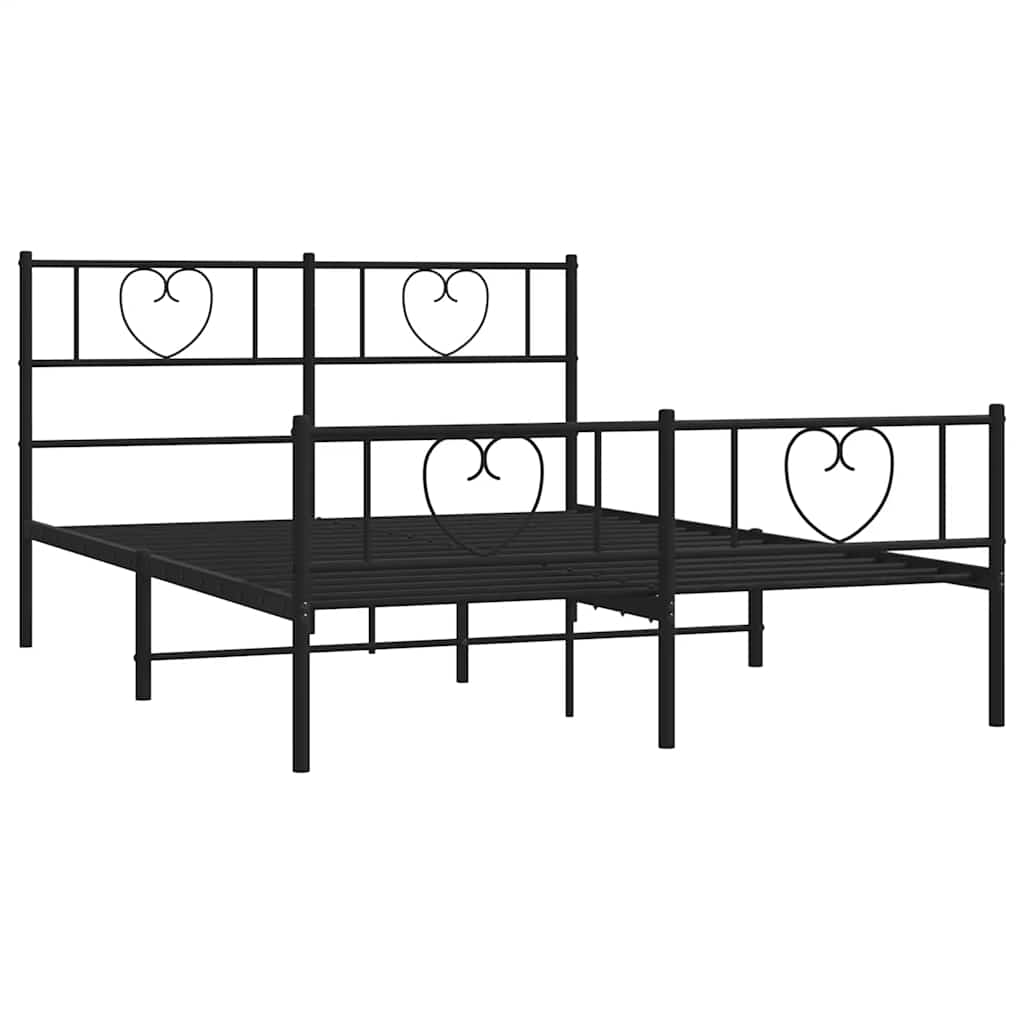 Metalni okvir kreveta uzglavlje i podnožje crni 150x200 cm