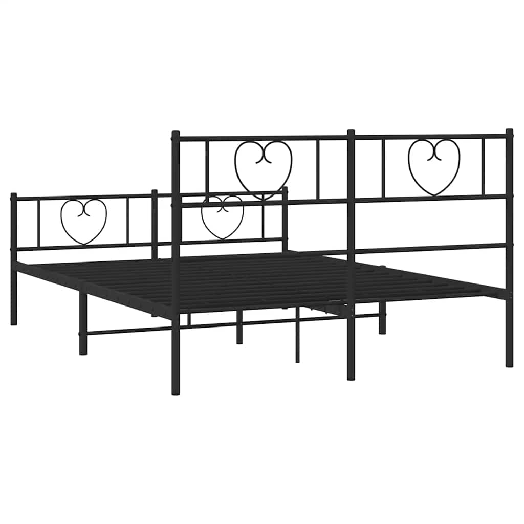 Metalni okvir kreveta uzglavlje i podnožje crni 150x200 cm