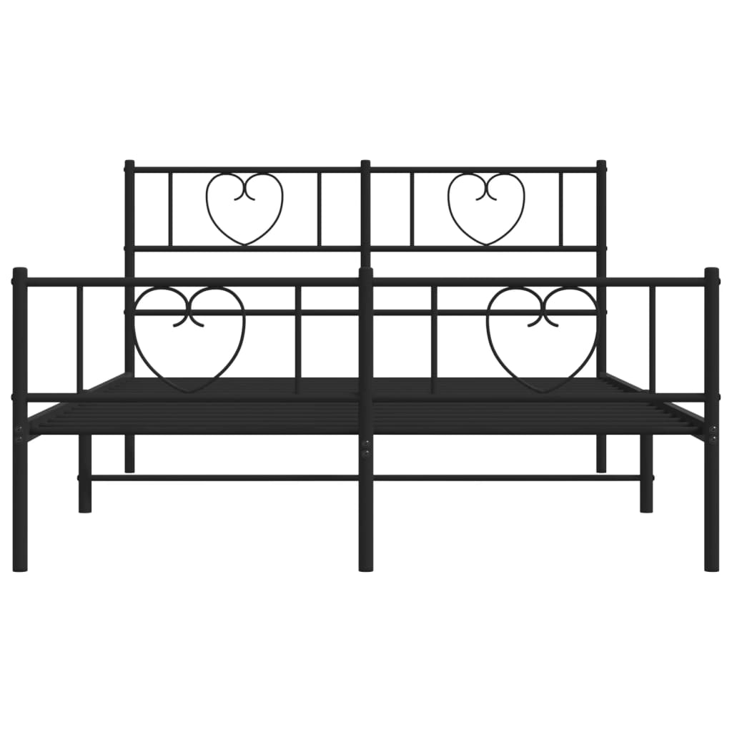 Metalni okvir kreveta uzglavlje i podnožje crni 160x200 cm