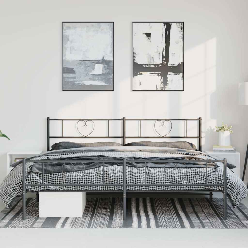 Metalni okvir kreveta uzglavlje i podnožje crni 193x203 cm