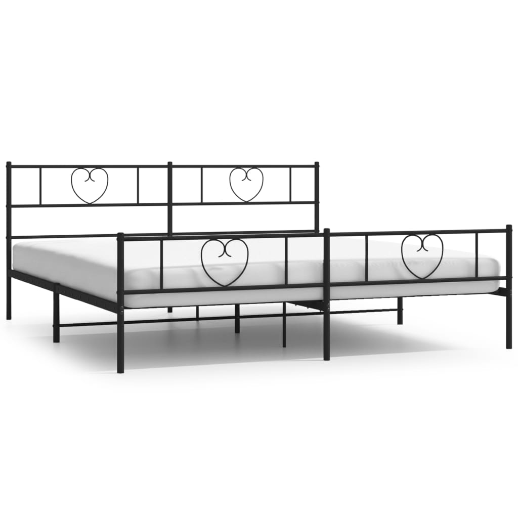 Metalni okvir kreveta uzglavlje i podnožje crni 200x200 cm
