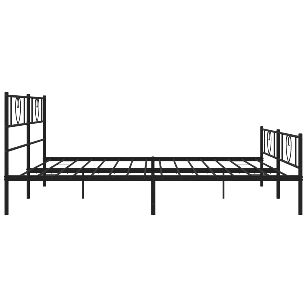Metalni okvir kreveta uzglavlje i podnožje crni 200x200 cm