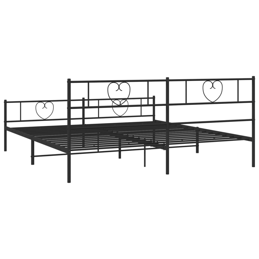 Metalni okvir kreveta uzglavlje i podnožje crni 200x200 cm
