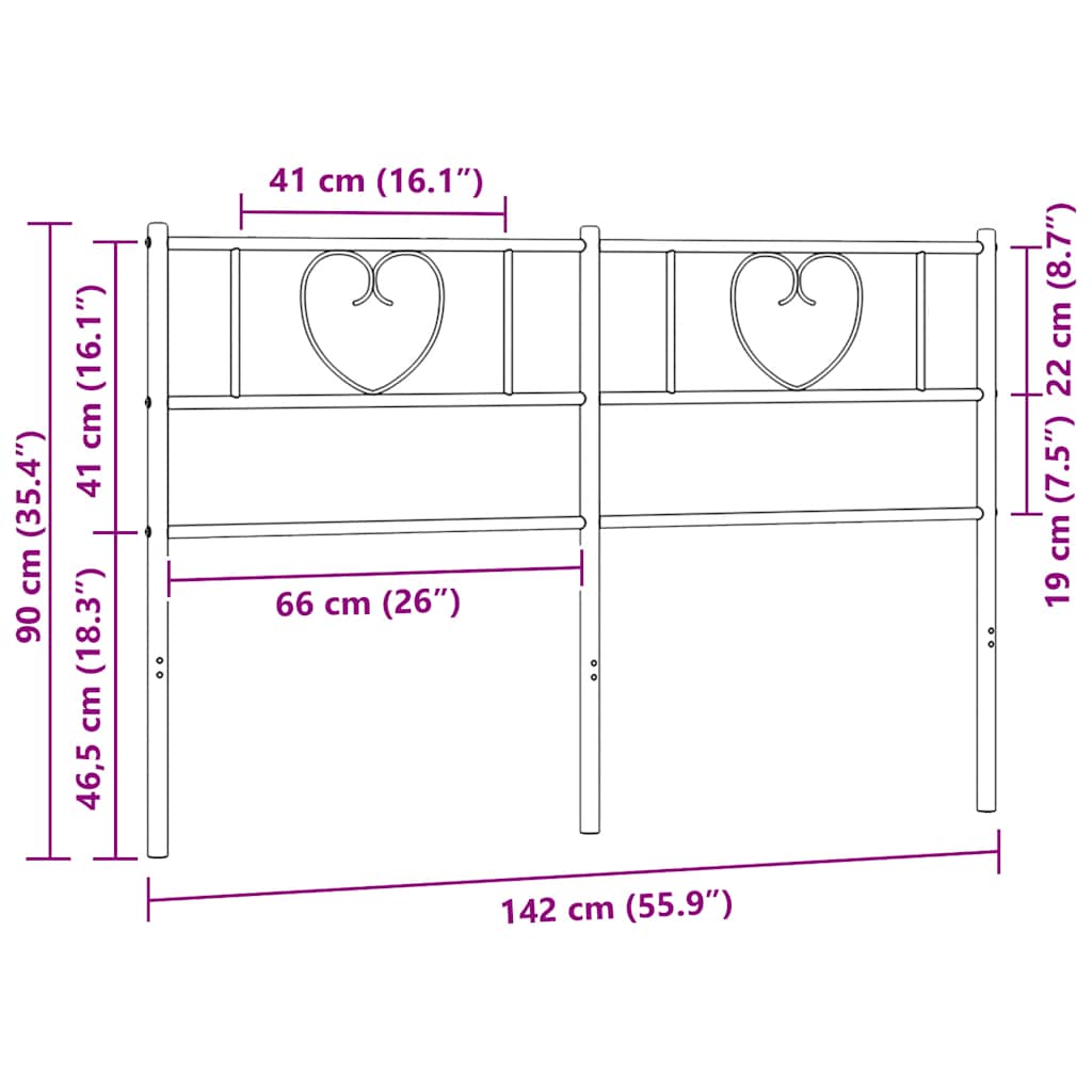 Metalno zamjensko uzglavlje crno 135 cm