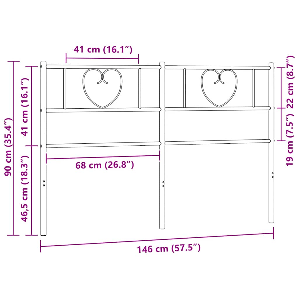 Metalno zamjensko uzglavlje crno 140 cm