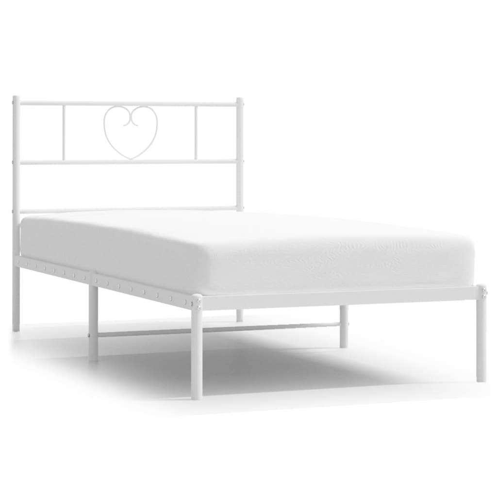 Metalni okvir krevet bez madraca s uzglavljem bijeli 75x190 cm