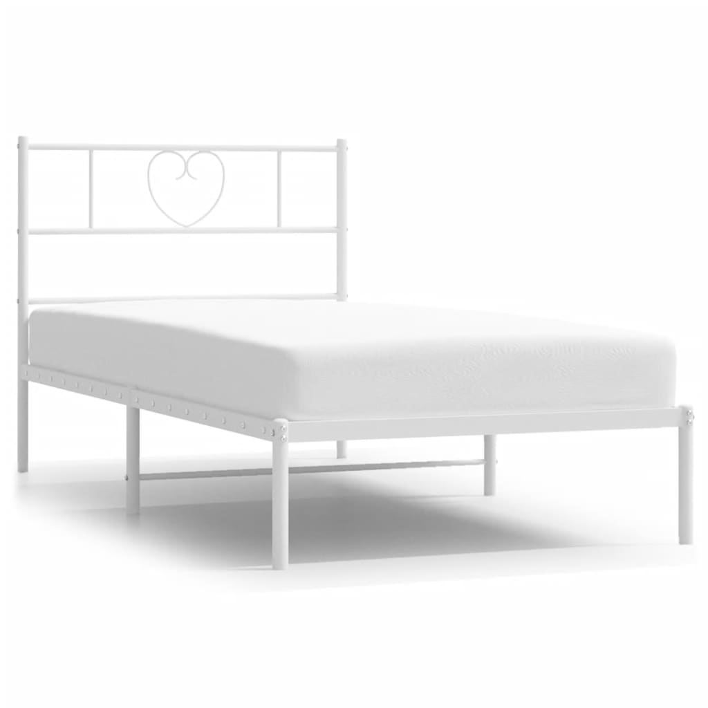 Metalni okvir za krevet s uzglavljem bijeli 90 x 190 cm