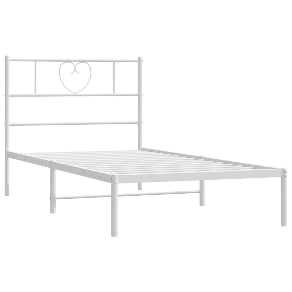 Metalni okvir za krevet s uzglavljem bijeli 90 x 190 cm
