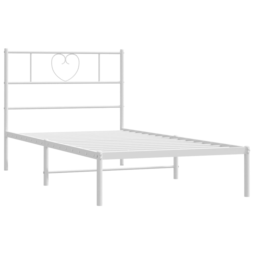 Metalni okvir za krevet s uzglavljem bijeli 90x200 cm