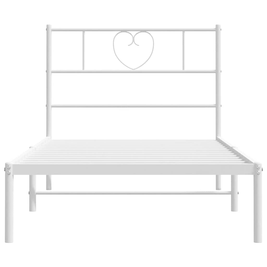 Metalni okvir za krevet s uzglavljem bijeli 107x203 cm