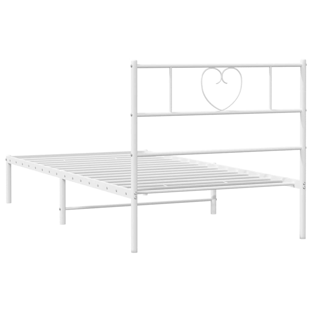 Metalni okvir za krevet s uzglavljem bijeli 107x203 cm