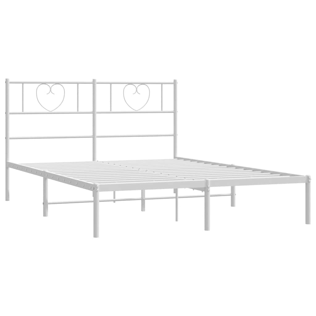 Metalni okvir za krevet s uzglavljem bijeli 135x190 cm