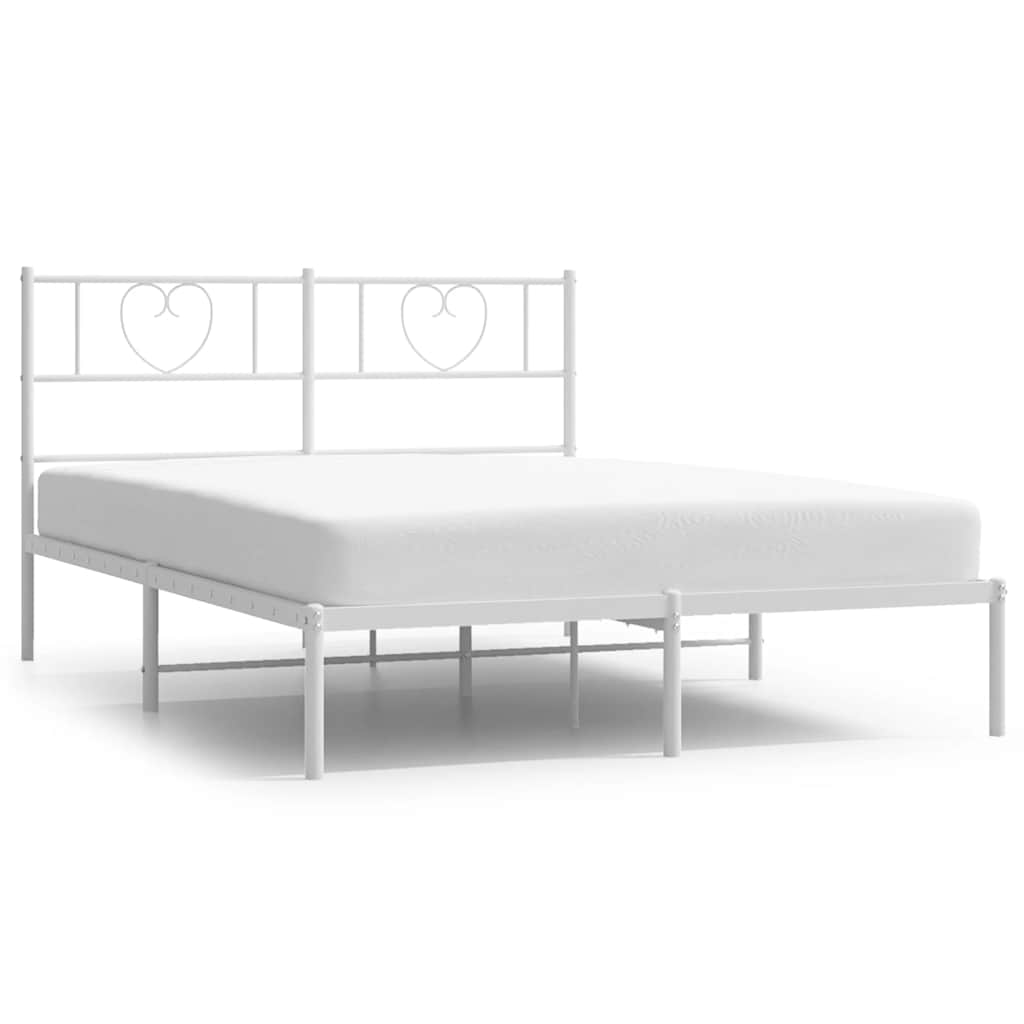 Metalni okvir za krevet s uzglavljem bijeli 150x200 cm