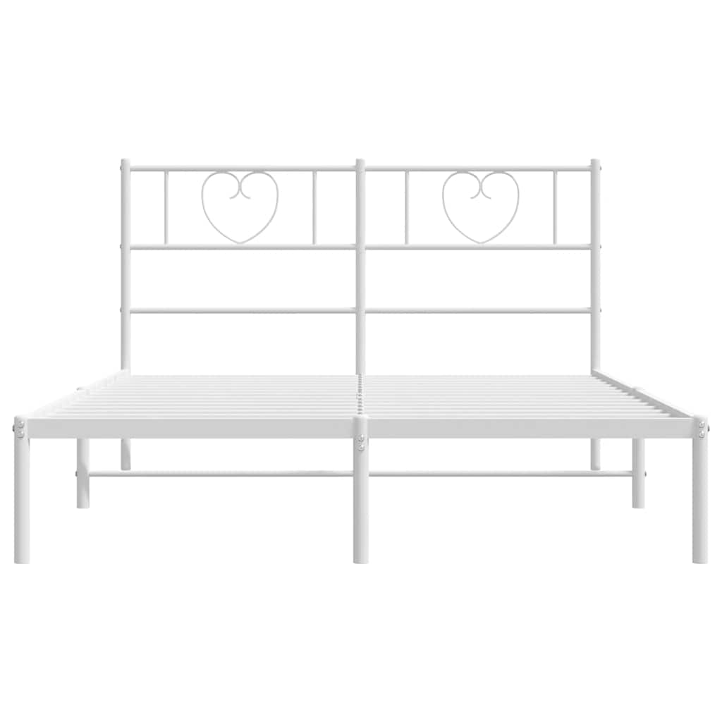 Metalni okvir za krevet s uzglavljem bijeli 150x200 cm