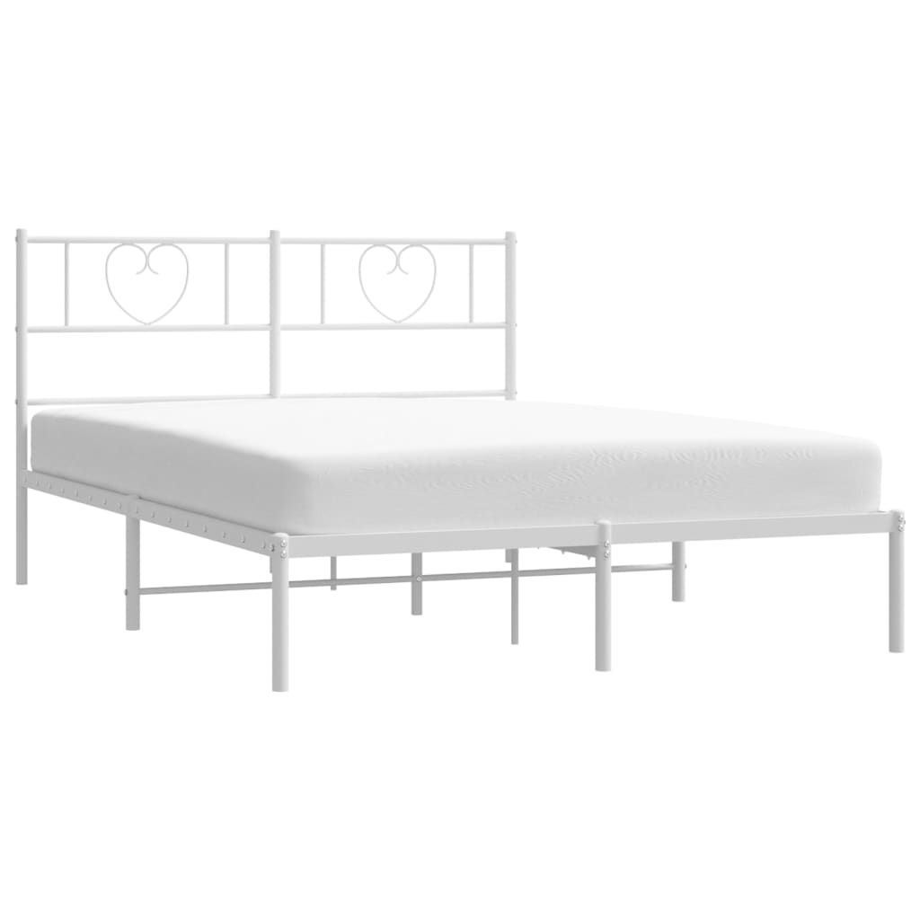 Metalni okvir za krevet s uzglavljem bijeli 160x200 cm