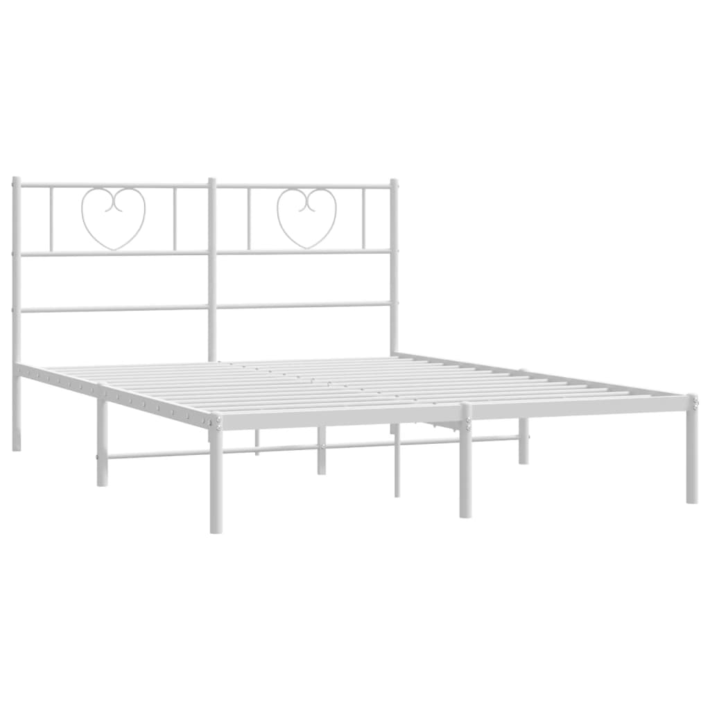Metalni okvir za krevet s uzglavljem bijeli 160x200 cm