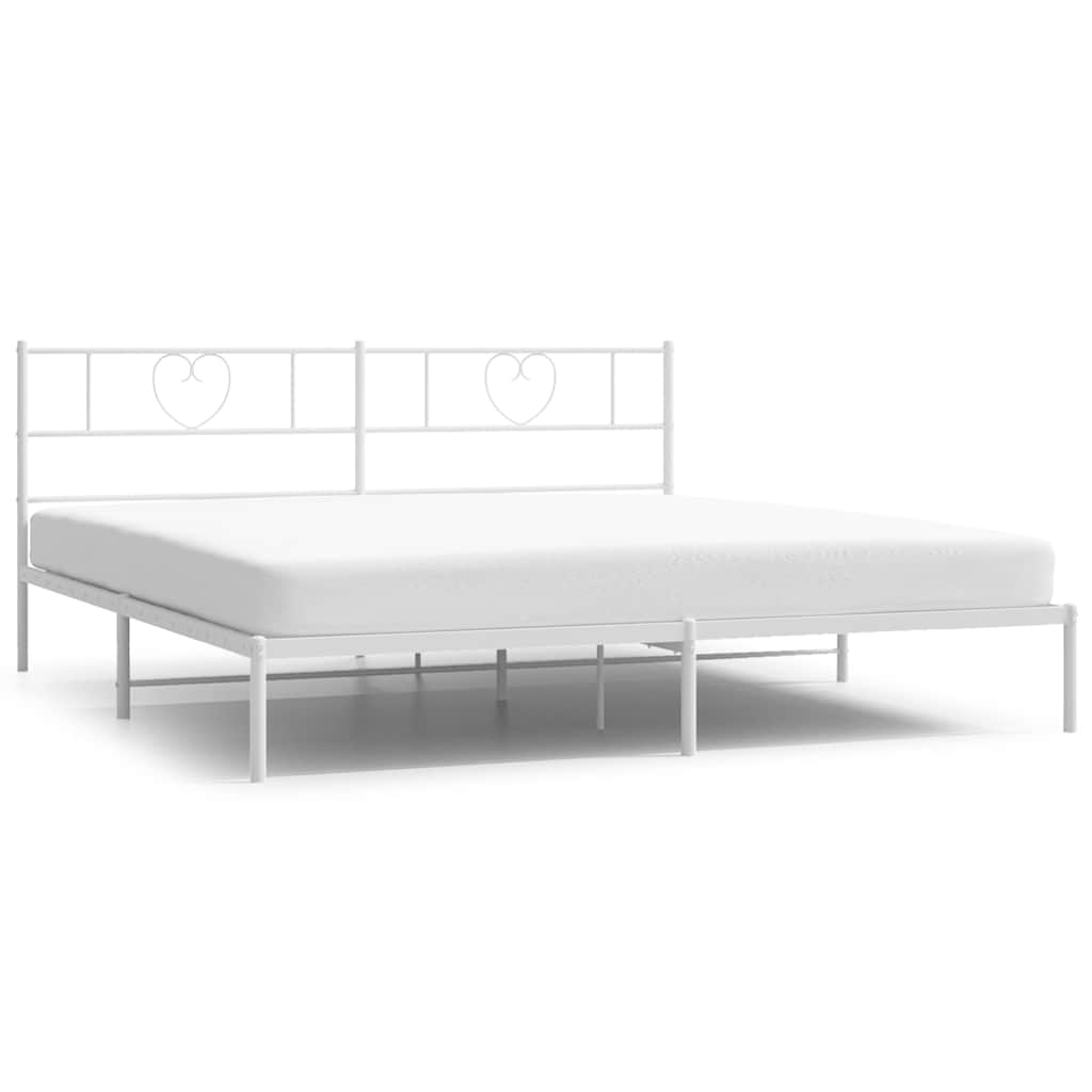Metalni okvir za krevet s uzglavljem bijeli 180x200 cm