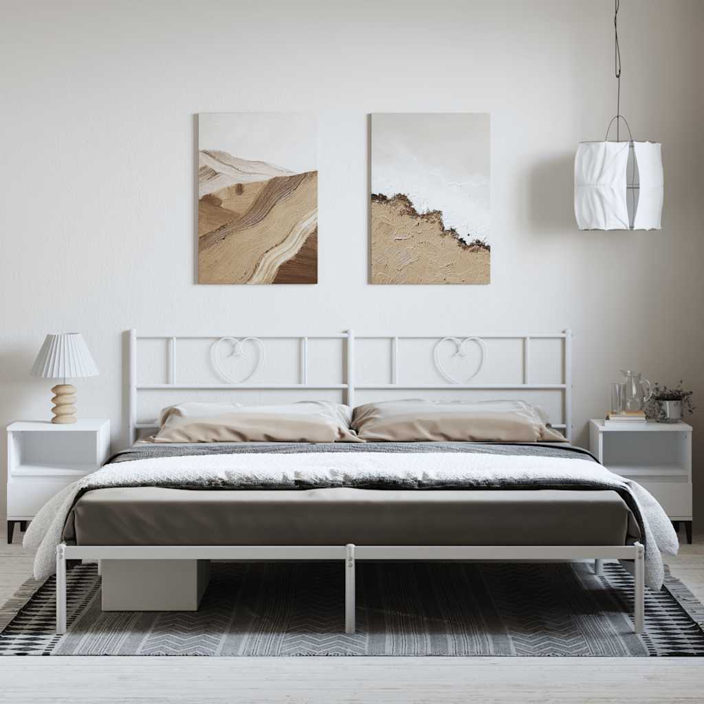 Metalni okvir za krevet s uzglavljem bijeli 193x203 cm