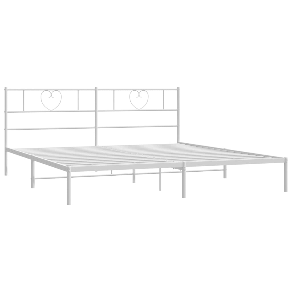 Metalni okvir za krevet s uzglavljem bijeli 200x200 cm