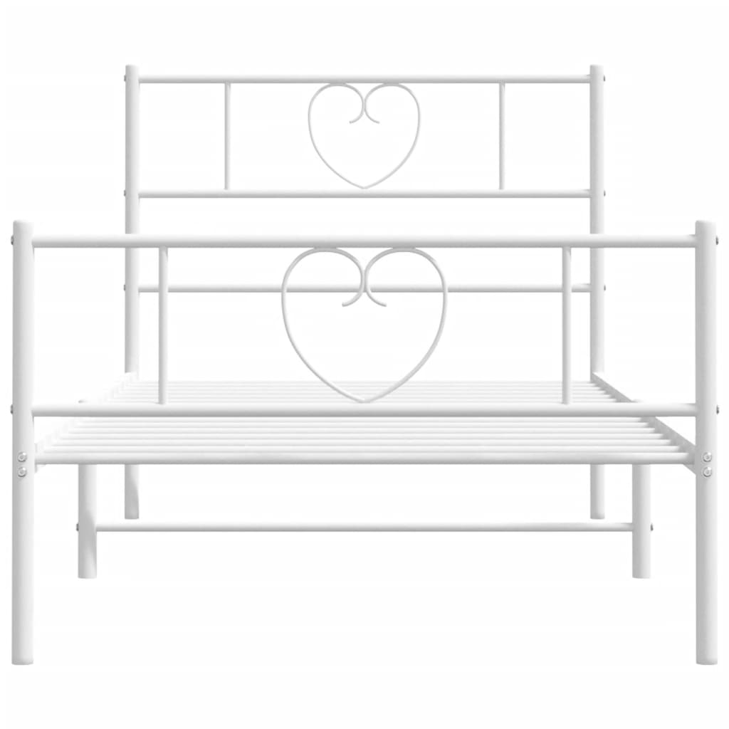 Metalni okvir kreveta uzglavlje i podnožje bijeli 75x190 cm