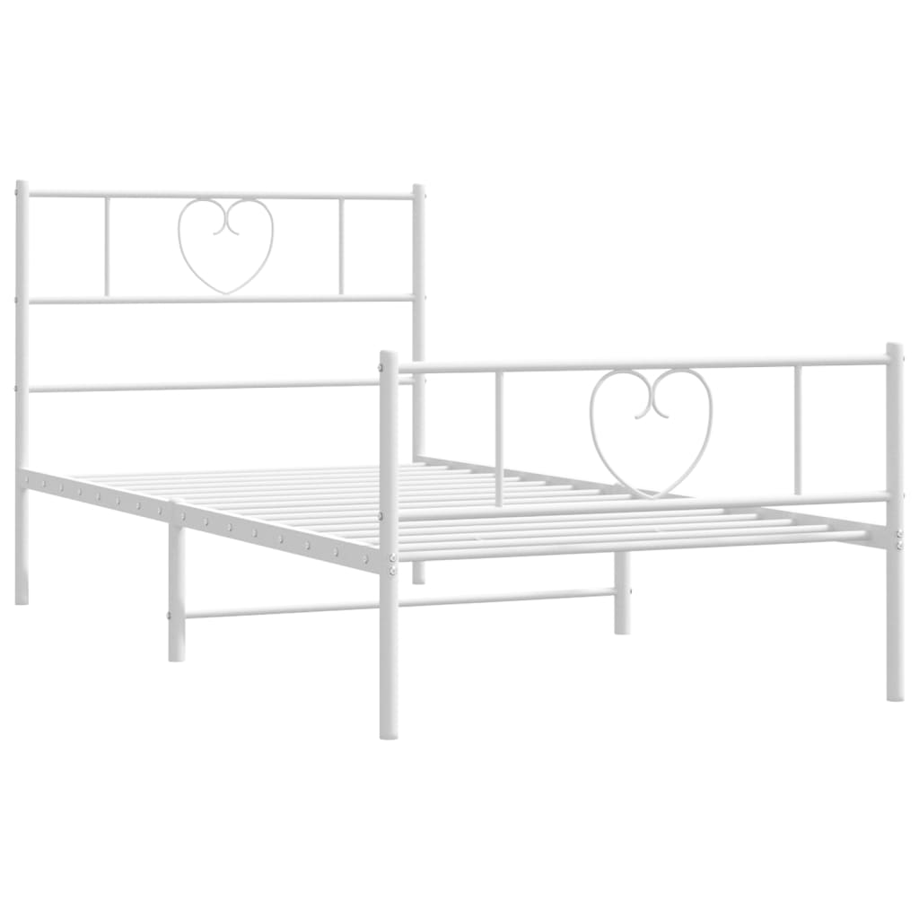 Metalni okvir kreveta uzglavlje i podnožje bijeli 75x190 cm