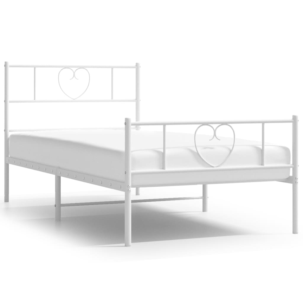 Metalni okvir kreveta uzglavlje i podnožje bijeli 80x200 cm