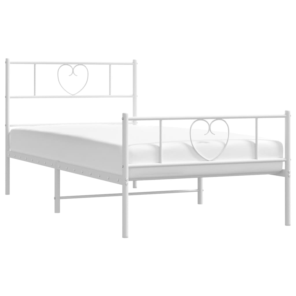 Metalni okvir kreveta uzglavlje i podnožje bijeli 80x200 cm