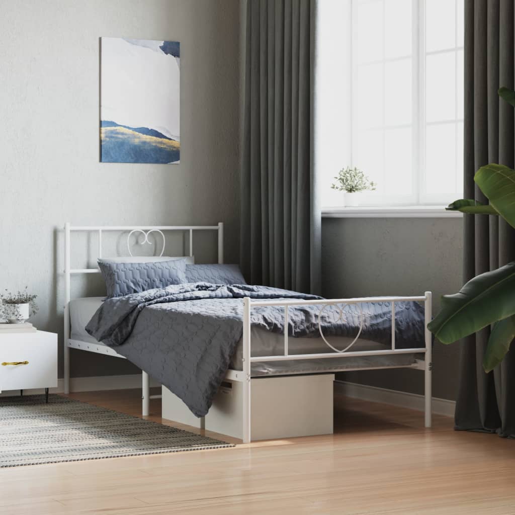 Metalni okvir kreveta uzglavlje i podnožje bijeli 80x200 cm