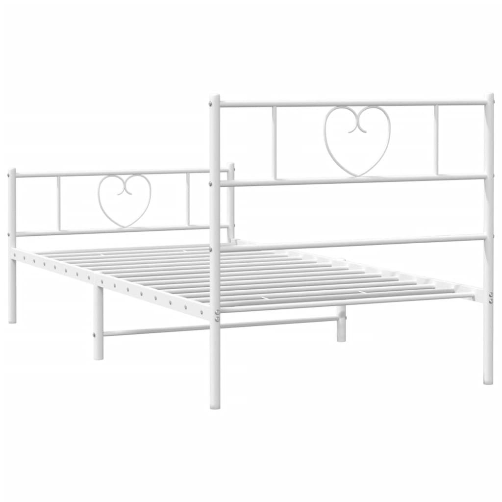 Metalni okvir kreveta uzglavlje i podnožje bijeli 90x190 cm