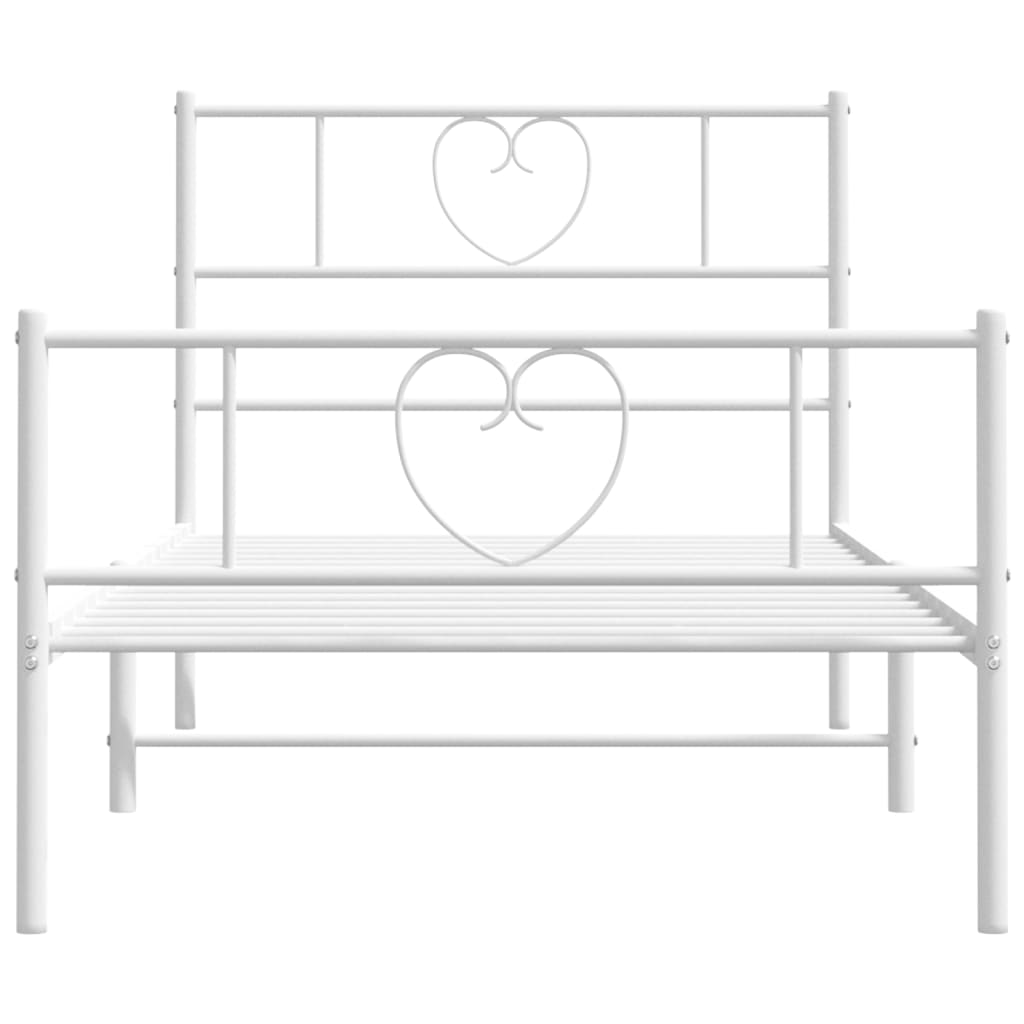 Metalni okvir kreveta uzglavlje i podnožje bijeli 90 x 200 cm