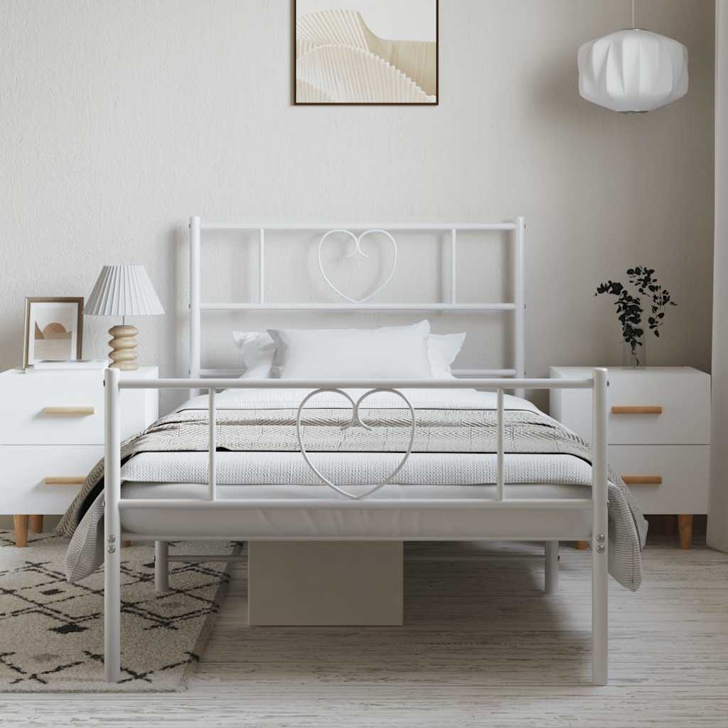 Metalni okvir kreveta uzglavlje i podnožje bijeli 100x200 cm