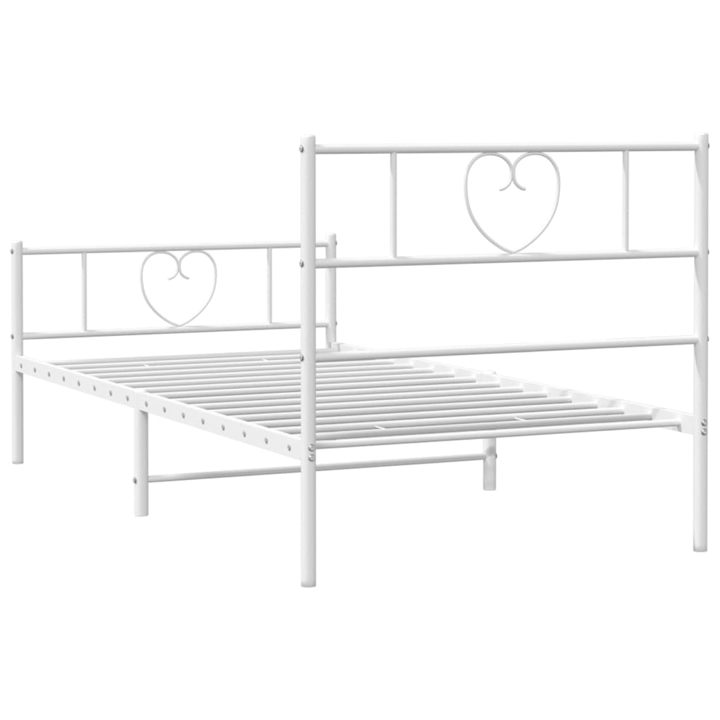 Metalni okvir kreveta uzglavlje i podnožje bijeli 107x203 cm
