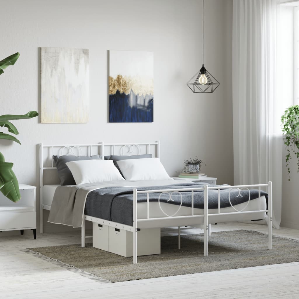 Metalni okvir kreveta uzglavlje i podnožje bijeli 120x200 cm