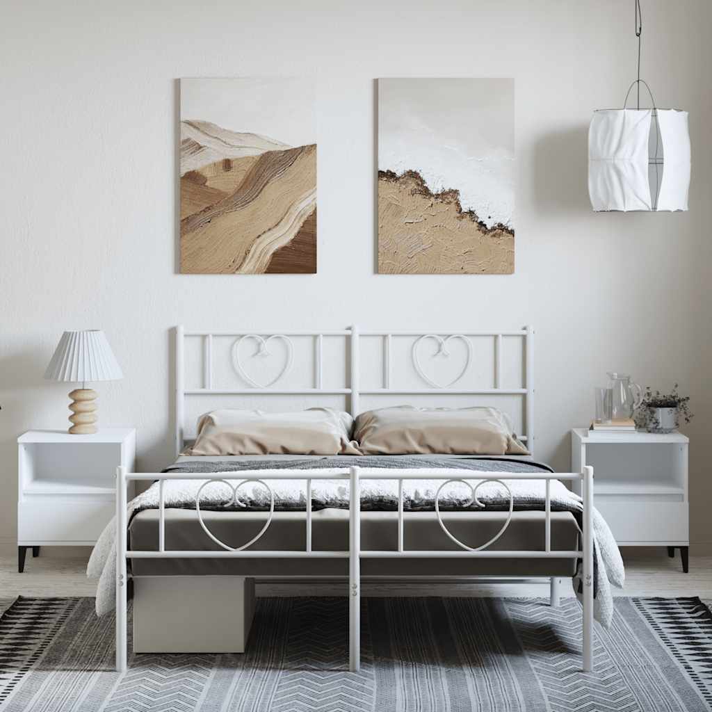 Metalni okvir kreveta uzglavlje i podnožje bijeli 135 x 190 cm