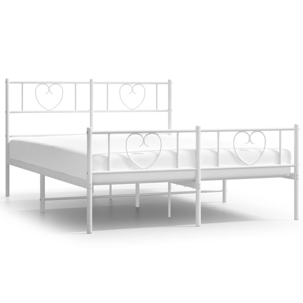 Metalni okvir kreveta uzglavlje i podnožje bijeli 140x200 cm
