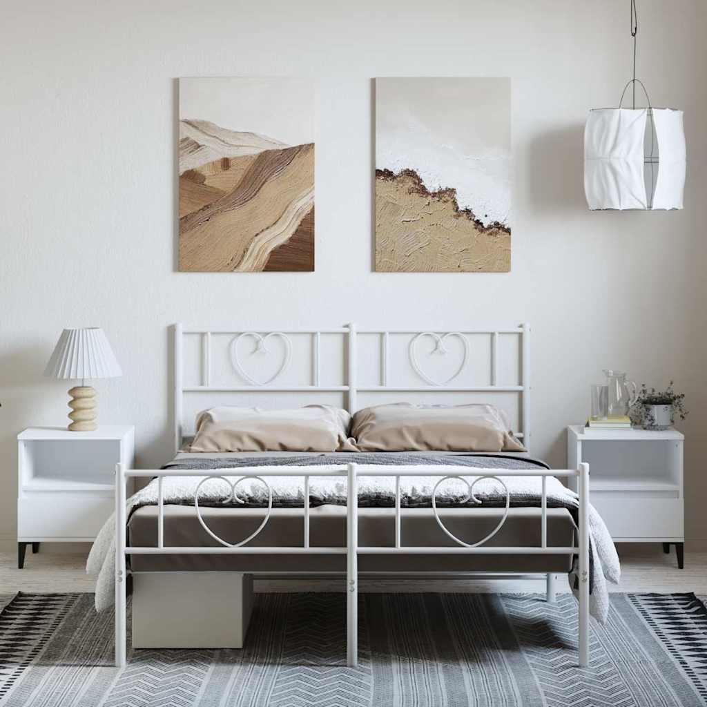 Metalni okvir kreveta uzglavlje i podnožje bijeli 150 x 200 cm
