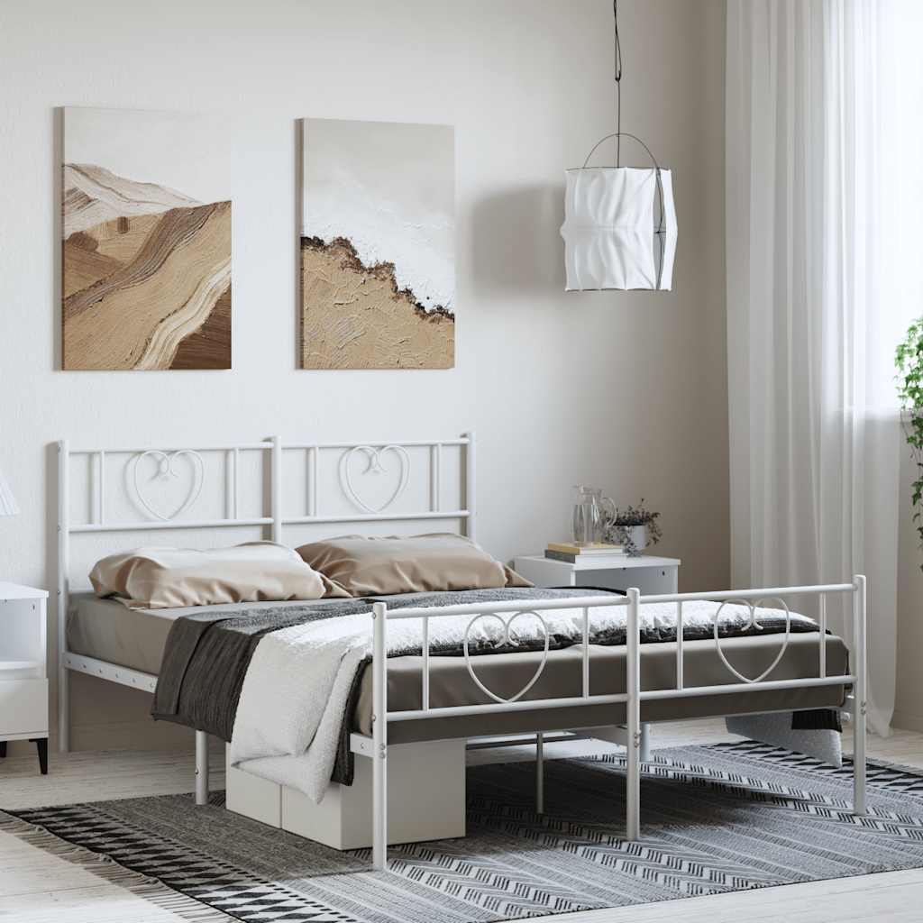 Metalni okvir kreveta uzglavlje i podnožje bijeli 150 x 200 cm
