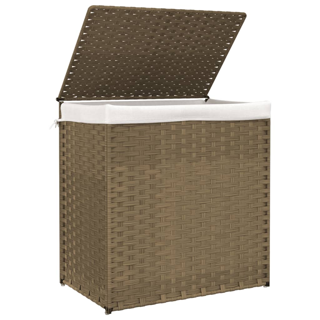 Košara za rublje s 2 odjeljka 53 x 35 x 57 cm od poliratana